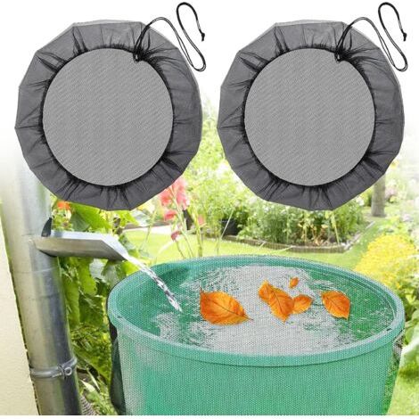 QORVA-Filets pour récupérateur d'eau de pluie ( 80 cm) Protection contre les feuilles et les moustiques, facile à régler grâce à un cordon de serrage. (1/5)