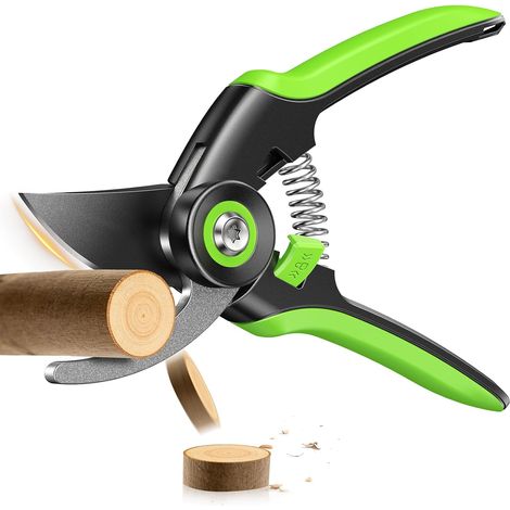 Secateur de Jardin Bypass, Lame Acier SK5 pour Couper Jusqu'à 20 mm Cisaille de Jardin, Déverrouillage une main 0,5 s, Revêtement PTFE, Sécateur et Ciseaux Jardinage pour Rosiers et Fruitiers (1/5)