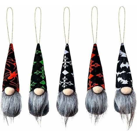 Halloween Gnomes en Peluche Décor, 5 Halloween Poupée sans Visage Ornement d halloween Faits Main GNOME Suspendu Ornement pour Fenêtre Portes Halloween Party Maison Decor (1/4)