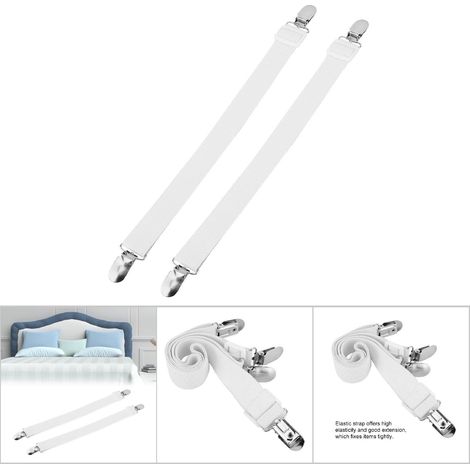 2 Pièces Attaches de Housse de Couette Anti-Dérapantes, Fixations pour Matelas (Blanc) (1/5)