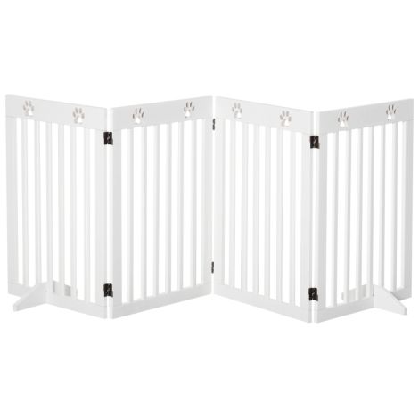 Foldable Wooden Pet Gate Freestanding Dog Safety Barrier with Support Feet for Home Use (1/5)
