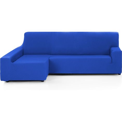 Housse élastique pour canapé accoudoir Gauche, Tissu, Bleu électrique, Trois Places (1/5)
