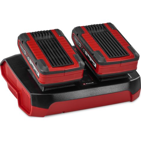 Einhell Chargeur Double Power X-Twincharger 4A PXC (18V, Charge simultanée de 2 Batteries 18 V, système de Gestion de Charge, Mode Refresh) (1/4)