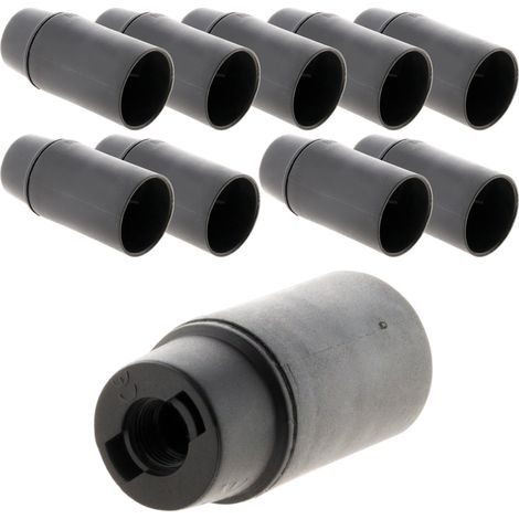 Zenitech – Lot de 10 douilles lisses E14 sans bague – Thermoplastique noir – 2A 250V pour luminaires – Installation simple et sécurisée