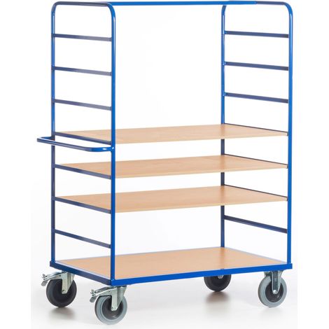 Rollcart Etagenwagen 1500mm hoch 2 Wände offen mit 4 Ladeflächen 1200x800mm im Buchendekor