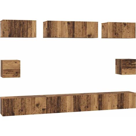 Maison Exclusive - TV-Schrankset Wandmontiert 8 pcs Altholz Holzw
