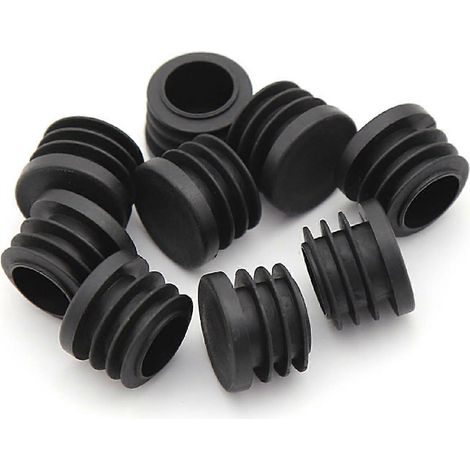 Lot de 20 bouchons en plastique noir de 28 mm, couvercles de tubes ronds noirs, embouts intérieurs pour chaises, bureaux, tables et pieds de meubles. (1/4)