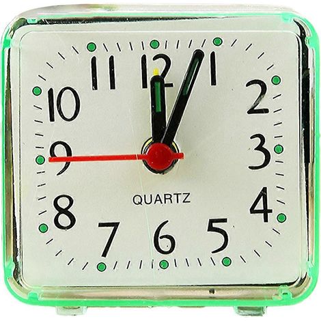 Réveil étudiant, horloge tendance, jolie horloge de chevet en plastique, vert (1/5)