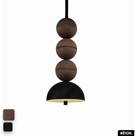Lampe de suspension en béton velours - BOSFOR CONCRETE VELVET CHOCOLAT - NOIR 3 BALLES LED 14W (1/2)