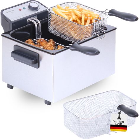 Sommertal XXL Doppel-Fritteuse mit Öl oder Fett – 3 Körbe, 5 Liter, 3000 Watt, Kaltzone, DF3270 – echte Edelstahl Fritteuse für knusprige Pommes (1/5)
