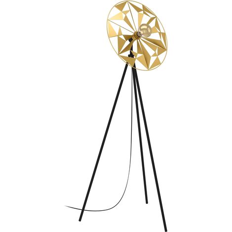 Lampadaire trépied, luminaire sur pied au design rétro (1/4)