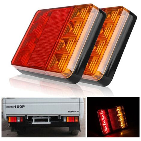Lot de 2 feux arrière de remorque à LED, feux de freinage, étanches IP65, indicateur de signal universel pour camion, camping-car, fourgonnette, feux d'avertissement (1/5)