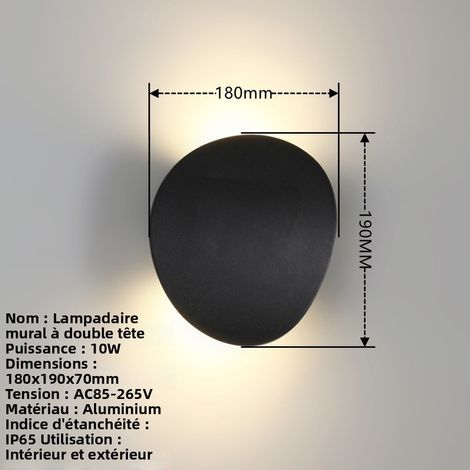 Wasserdichte Außenwandlampe IP65, Moderne und minimalistische LED-Wandleuchte 10W 4000K für Garten, Hof, Flur und Balkon, Doppelter schwenkbarer Kopf, Schwarz-lsw