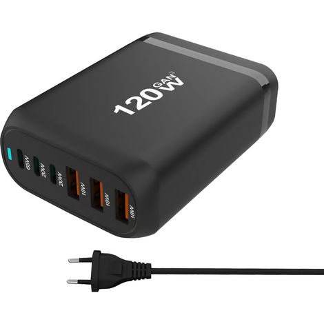 nitrure de galliumPDchargeur120 WRecharge rapide multifonctionnelle 3A3 CChargeur multiport de bureau4C2Aadaptation(N103) (1/5)