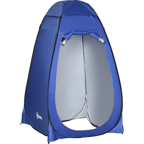 AS EASY Tente de toilette pop up, 120 x 120 x 190 cm, tente de douche de camping mobile, tente de vestiaire avec poche intérieure, cabine de douche, polyester, bleu foncé