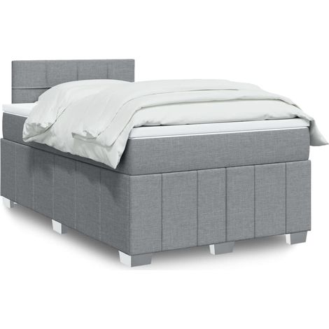 Boxspringbett mit Matratze Hellgrau 120x200 cm Stoff