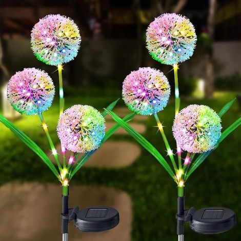 Lampe Solaire Exterieur, 2 Pièces de Lampe Solaire Pissenlit Fleur avec Changement de Couleur LED, Étanche Solaires Décoratives Paysage Lampe Jardin pour Pelouse, Balcon, Terrasse, Cadeaux (1/5)