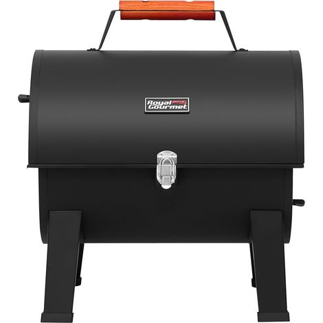 Royal Gourmet Tragbarer Holzkohlegrill , Klappgrill Grillfläche 44x31.8cm , Campinggrill für Garten, Picknick, Deckel mit Schnappverschluss und Holzgriff, Schwarz (1/5)
