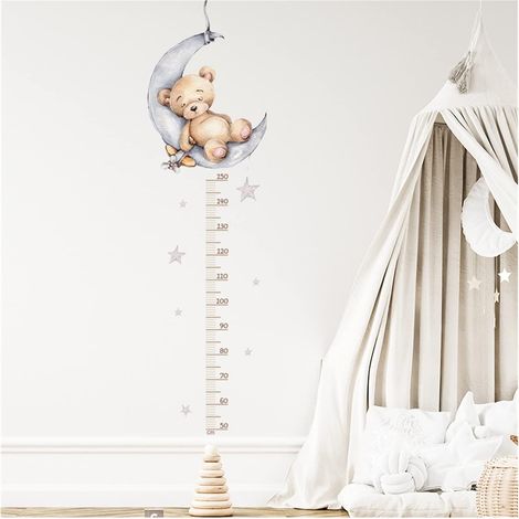 Pegatinas de pared "Oso Luna" – medidor de altura de peluche para dormir, dormitorio, habitación infantil (1/5)
