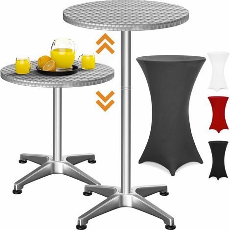 CASARIA® Table Basse Mange debout en Aluminium - Table à Manger et Meuble Cuisine - Hauteur Réglable 70-115 cm, grand Plateau 60 cm, 4 Pieds Stables, Résistante aux Intempéries, Housse Incluse Anthra (1/5)