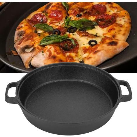 Padella per crêpe in ghisa da 25 cm, fondo spesso e piatto con 2 manici, ideale per cucinare in famiglia. (1/5)