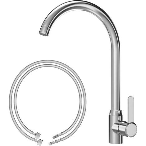 Robinet Cuisine, Robinet de Cuisine Inoxydable, Mitigeur Cuisine pivotant à 360°, Pour un nettoyage de la vaisselle, des légumes et des fruits en cuisine, Double tuyau(G : 3/8") (1/4)