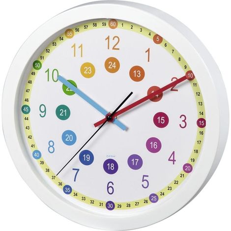 Horloge murale pour enfant "Easy Learning", diam. 30 cm, silencieuse