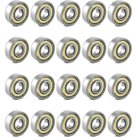 Lntyq 20 pièces 608zz roulements à Billes, pour Planches à roulettes, Scooters, Patins à Roues alignées, 8 mm x 22 mm x 7 mm