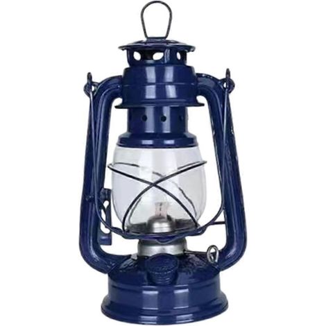 Petroleumlampe, Hängelaterne im Vintage-Stil, Öllampe für Zelte, dunkelblau, Camping