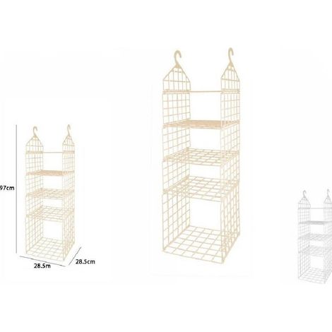 TRADE SHOP - Organizer Per Armadi 5 Ripiani Con Ganci Grucce Salvaspazio 97 X 29 X 29cm 70947 - (1/2)