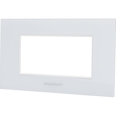 Placca 4 moduli 504 in vetro bianca compatibile anche con BTicino Livinglight