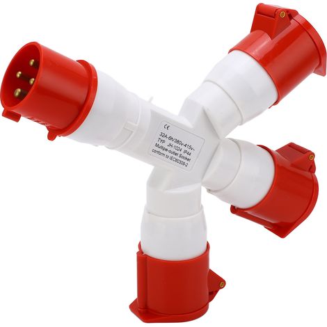 Prise industrielle étanche IP44, 1 entrée, 3 sorties, 4 broches, multiprise, antidéflagrante, connecteur électrique 32 A 380-415 V (1/5)