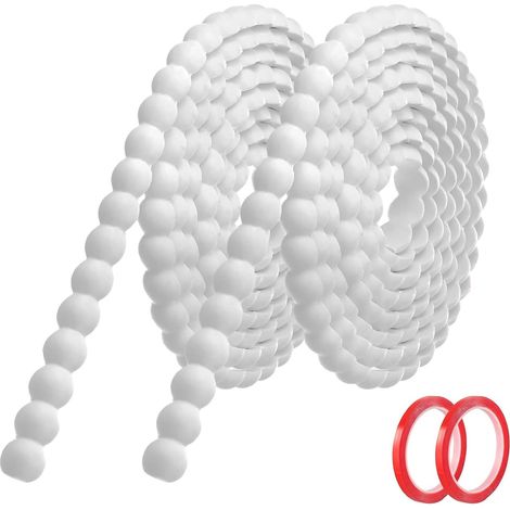 Moulure Murale Décorative Adhésive Blanc (6M x 20mm) Moulure en PVC Flexible avec Bordure Perlée 3D, Baguette de Finition Hydrofuge et À Peindre pour Mur, Cadre de Miroir et Bords (1/5)