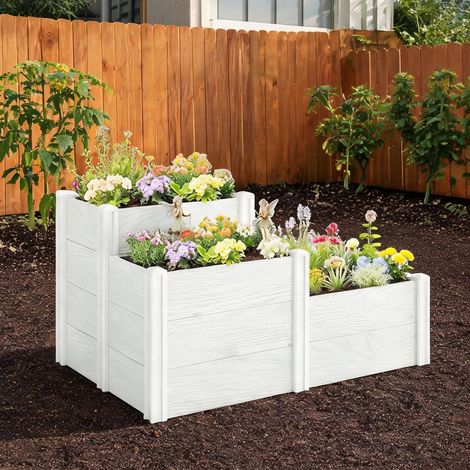 Porte-plantes coloris blanc en plastique 120 x 80 x 64 cm (1/5)