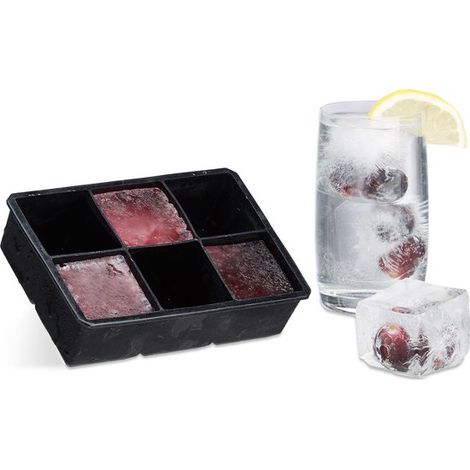 Bandeja de silicona para cubitos de hielo - XL - 5 cm - flexible - para 6 cubitos de hielo (1/5)