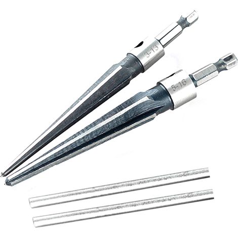 Alésoir manuel, jeu de 5 pièces coniques (3-13 mm et 5-16 mm), pour trous de chevilles de chevalet, poignée en T amovible pour guitares, pour la coupe du bois, du plastique et des tubes en PVC. (1/5)
