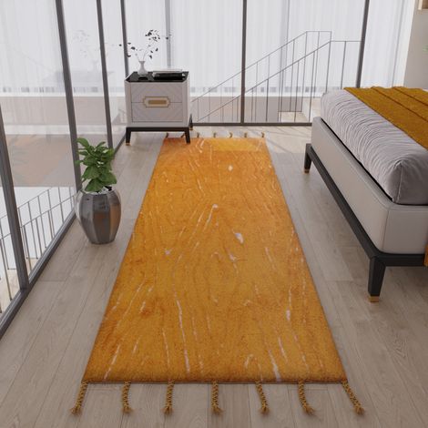 Tapis en laine Abstract Dreams - Tapis en laine - 300x80cm, Rectangular - 100% Laine vierge - Tufté main - Or