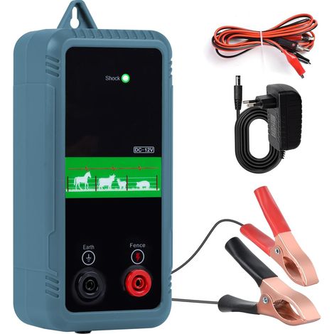 8KM Clôture électrique, Clôture électrique pour bétail, Électrificateur de clôture électrique, Haute Puissance,12V 1.0J Protection pour la protection des animaux de ferme, de la volaille, des pâ (1/5)