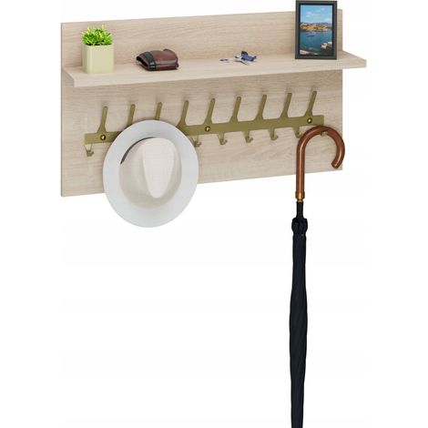 Kleiderbügel Loft 70 cm – Gold + Sonoma-Eiche, massiv und stilvoll (1/5)