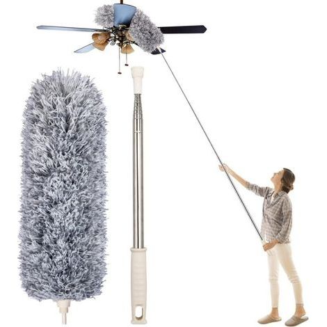 Plumeau microfibre extensible 76,2 à 254,4 cm – Poignée en acier inoxydable – Nettoyage ventilateurs, stores, luminaires (1/5)