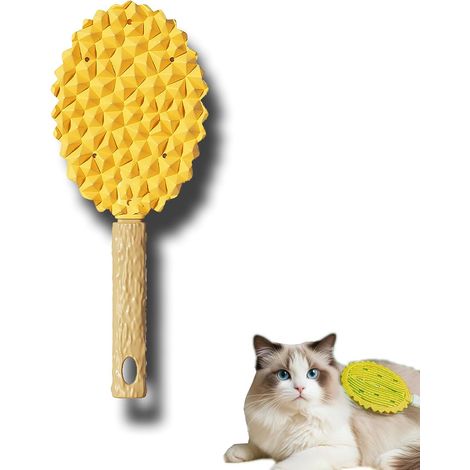 Spazzola per la muta del gatto - Spazzola per la pulizia del pelo del cane - Strumento per il bagno e il massaggio - Spazzola in silicone a forma di durian (gialla) (1/5)
