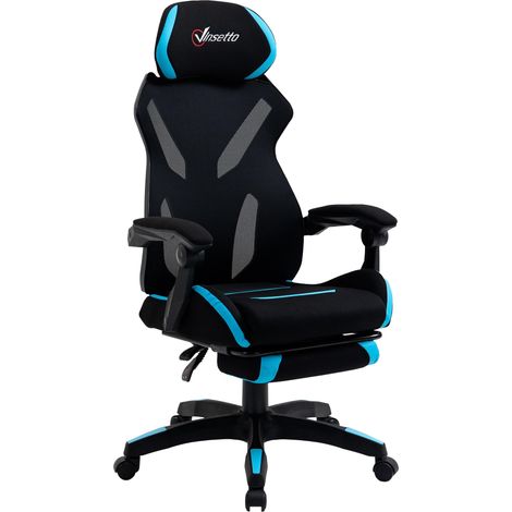 Sedia da Gaming Ergonomica 65x65x119-129 cm in Tessuto Nero (1/5)