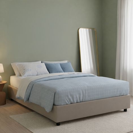 Cama Matrimonial Apel, Cama Matrimonial con Colchón Incluido, Desenfundable Hecho en Italia, Con Almacenaje, Gris Taupe\ Taupe\ (1/5)
