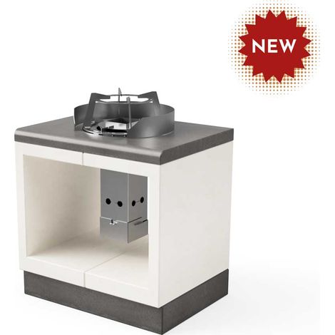TUOZI -  Módulo KITAWAY [F] ESTUFA ROCKET INOX304 para Barbacoa de Obra Prefabricada (Blanco, gris - 84 x 63 x 63 cm) - Uso en Exteriores (1/2)