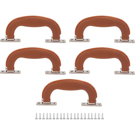 Poignées de Bagages Style Vintage Robuste en Plastique Ergonomique Large Application Poignée de Valise Ensemble 5 Pièces (Rouge brunâtre) (1/5)