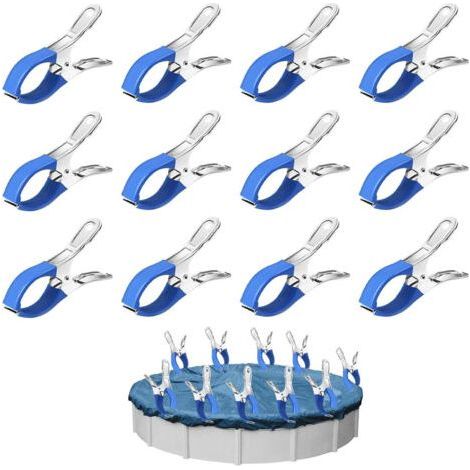12 clips métalliques pour couverture de piscine, clips pour bâche de piscine avec film protecteur, clips pour piscine hors sol, clips haute résistance pour couverture de piscine (1/5)