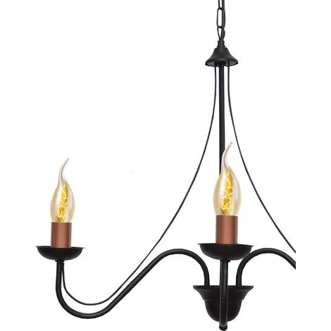 Helam MALBO Plafonnier Suspendu Multi Bras Noir, Cuivre 60cm