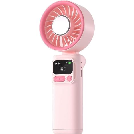 Ventilatore pieghevole per raffreddamento a ghiaccio, mini ventilatore portatile per esterni, vento forte, velocità regolabile, ricaricabile tramite USB, ventilatore portatile, rosa (1/5)
