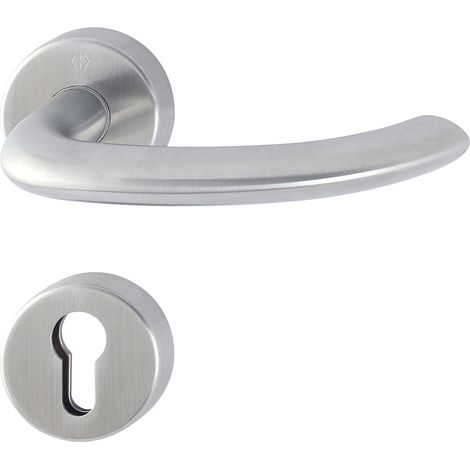 HOPPE® FH Drückergarnitur mit Rosetten Marseille FS-E1138/42H/42HS, Edelstahl, 10722031 (1/2)