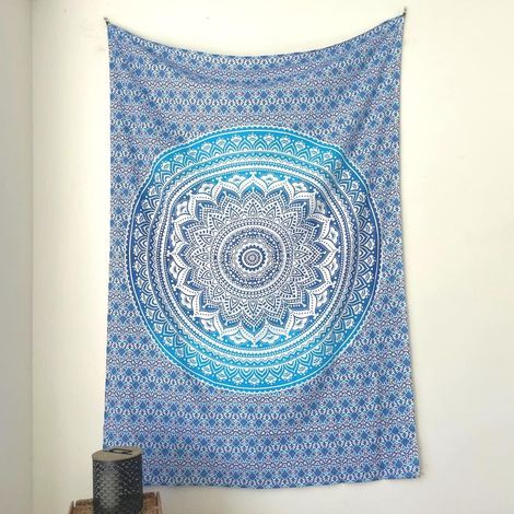 Serviette de Plage Grande Taille sans Sable - Idéale comme Tapis de Plage Anti Sable XL et Couverture de Pique Nique Fine - Bleu, 135x210 cm (1/2)